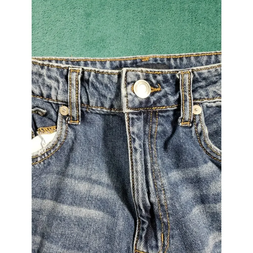 Aeropostale Jeans Size 6 Womens Blue Cotton Pants Fray Hem High Rise Wide Leg - Picture 6 of 13